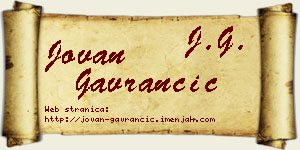 Jovan Gavrančić vizit kartica